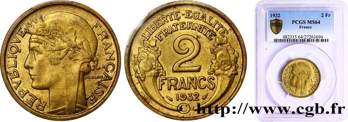 2 francs Morlon 1932  F.268/3 MS61 