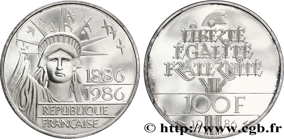 Belle Épreuve 100 francs Liberté (Statue de la) 1986 Paris F.454/2 var. MS64 