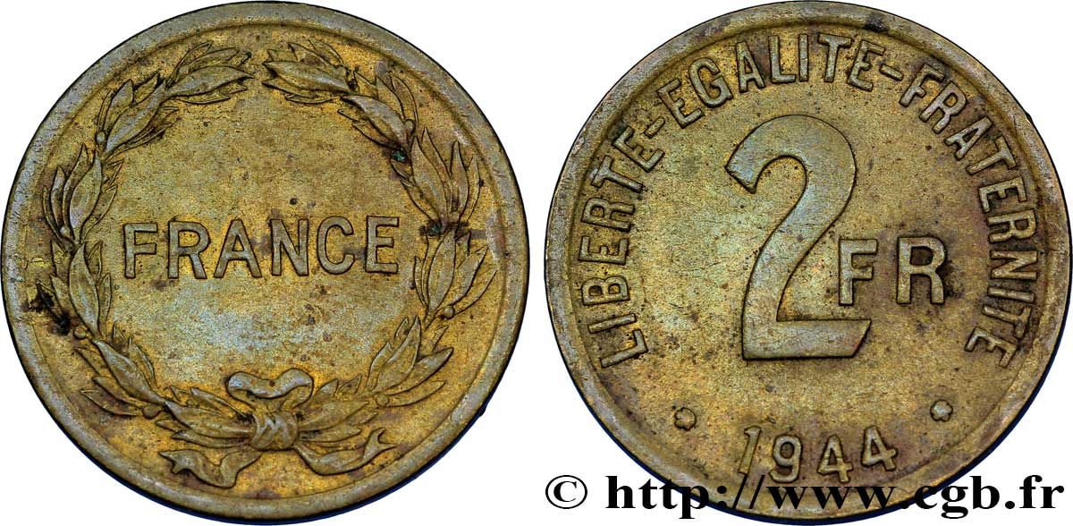 2 francs France 1944  F.271/1 XF45 
