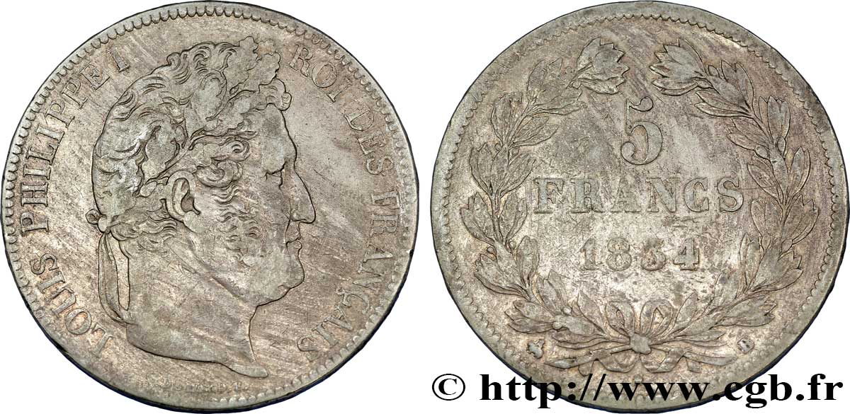 5 francs IIe type Domard 1834 Rouen F.324/30 S30 