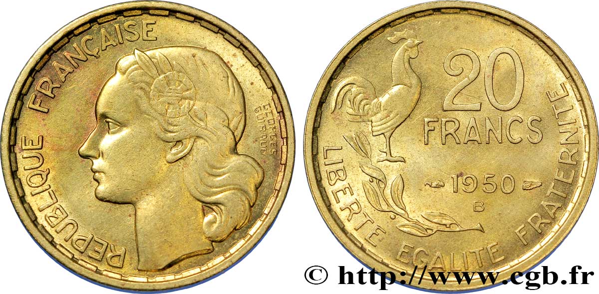 20 francs Georges Guiraud 1950 Beaumont-Le-Roger F.401/3 EBC60 