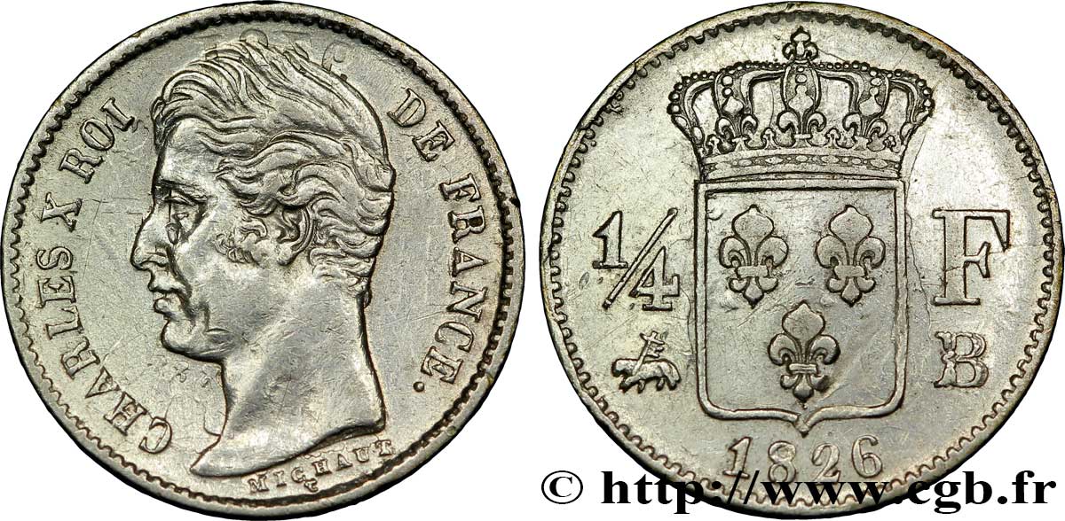 1/4 franc Charles X 1826 Rouen F.164/3 BC30 