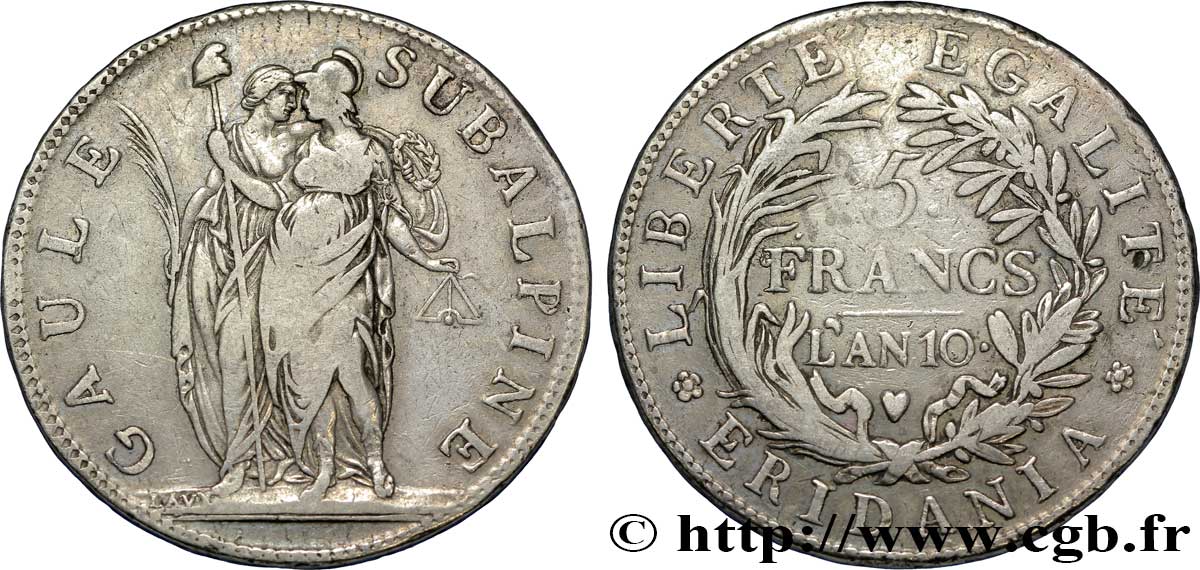 5 francs 1802 Turin VG.846  VF25 