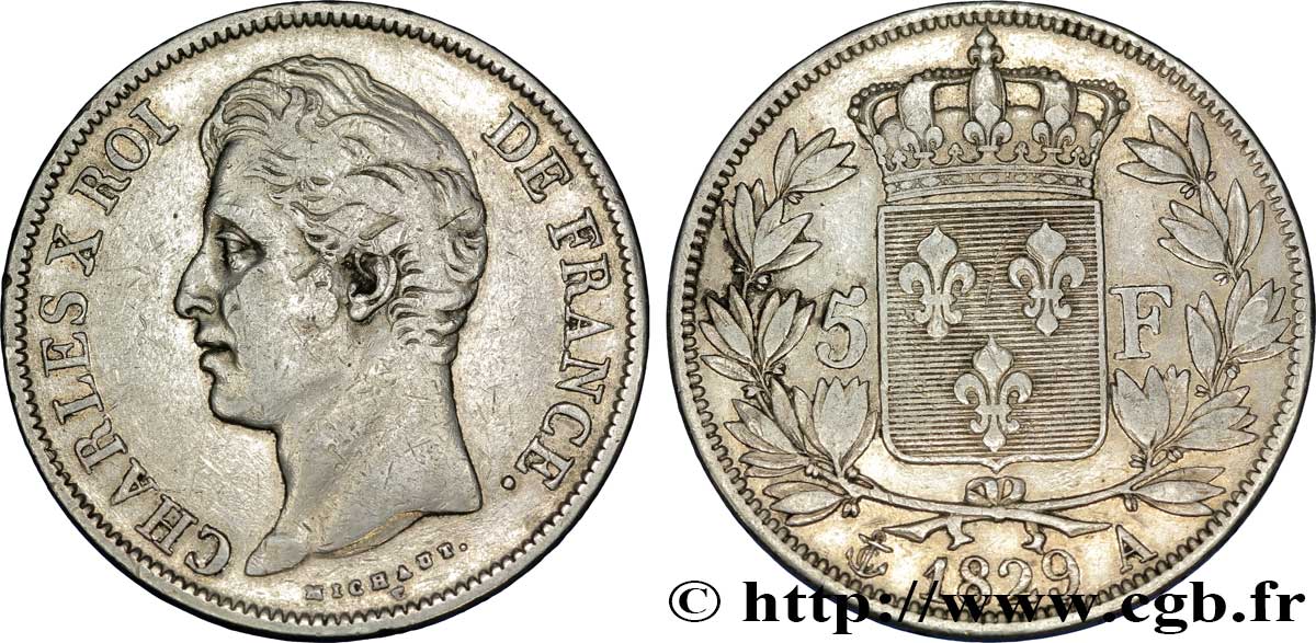 5 francs Charles X, 2e type 1829 Paris F.311/27 TB30 