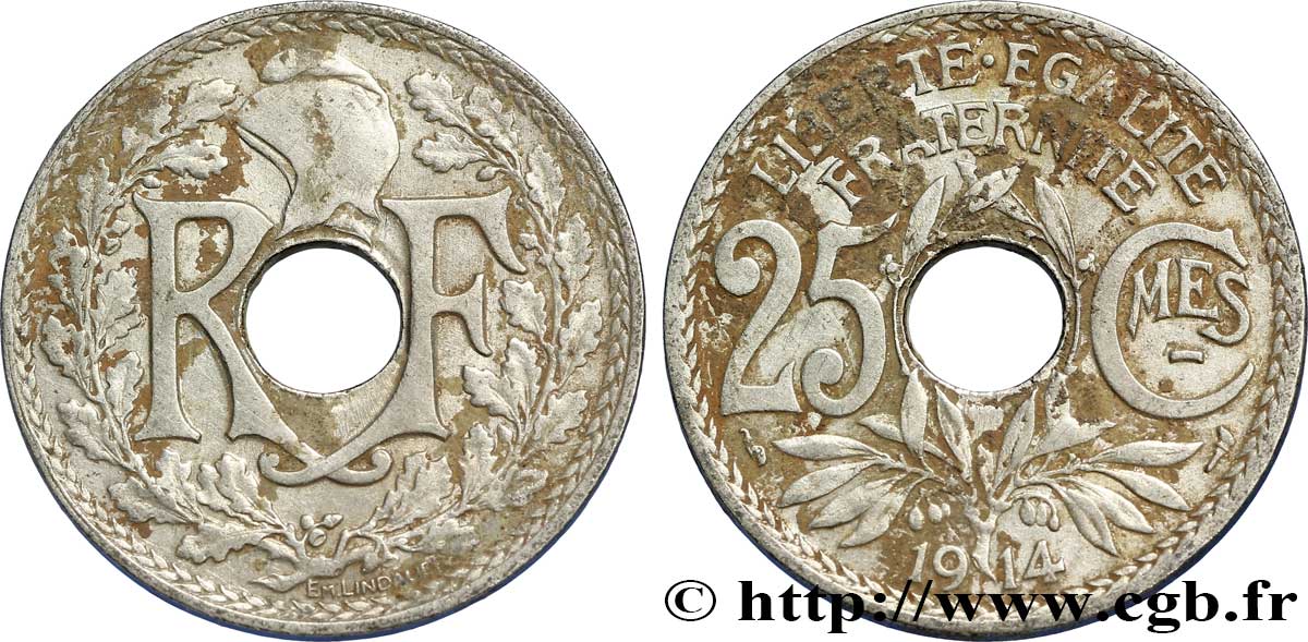 25 centimes Lindauer, Cmes souligné 1914  F.170/2 B12 