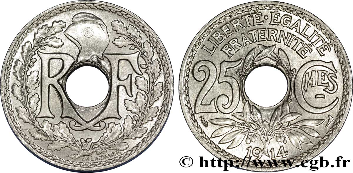 25 centimes Lindauer, Cmes souligné 1914  F.170/2 ST65 