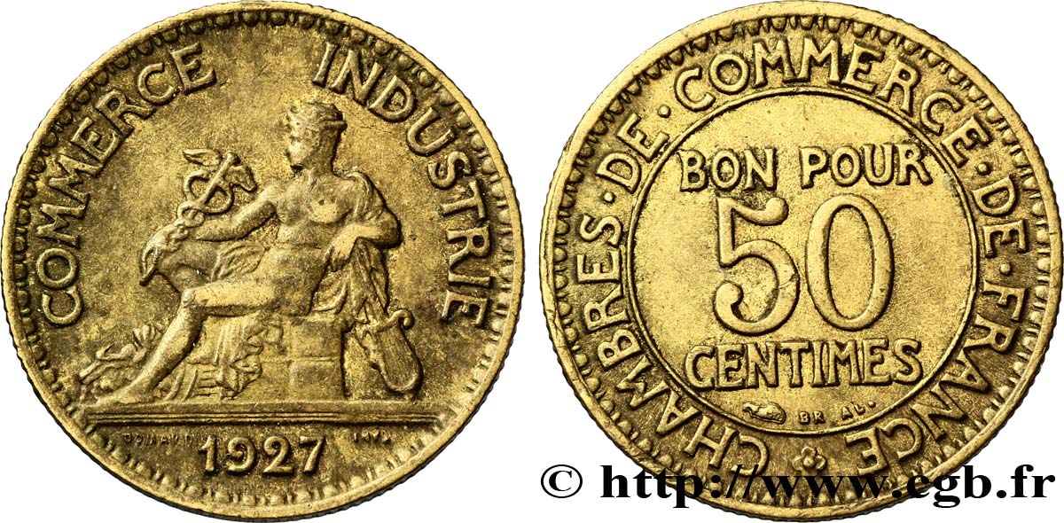 50 centimes Chambres de Commerce 1927 Paris F.191/9 TTB48 