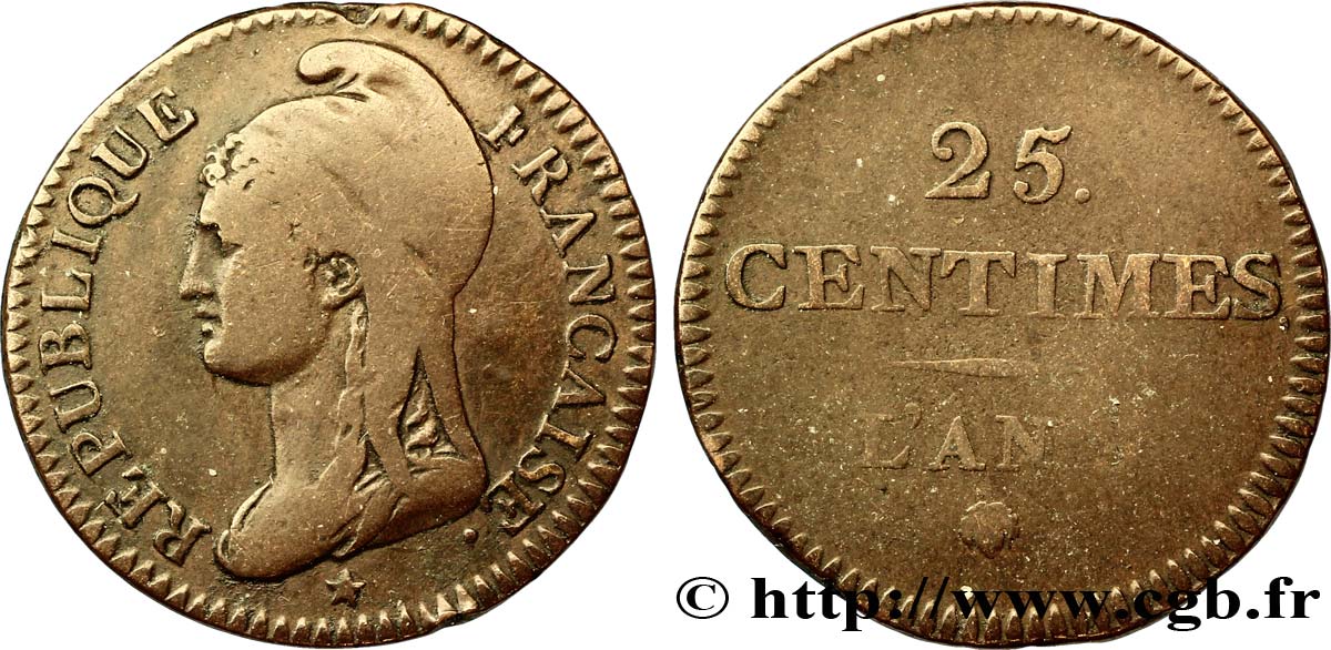 Essai de 25 centimes Dupré 1795  VG.436  BC20 