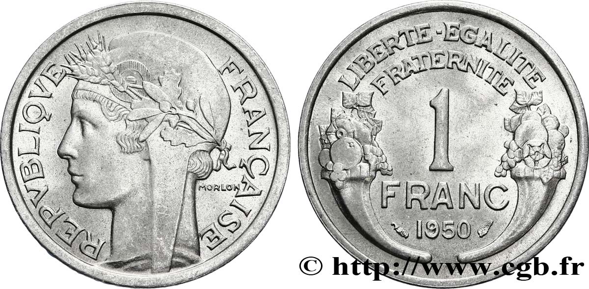 1 franc Morlon, légère 1950  F.221/17 MS64 
