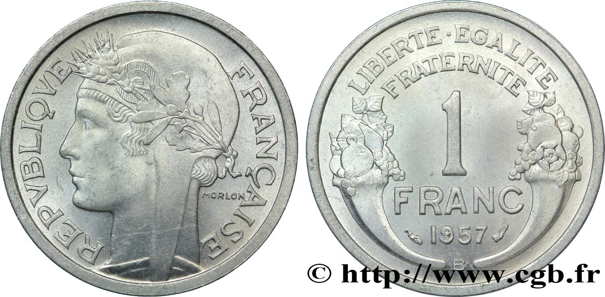 1 franc Morlon, légère 1957 Beaumont-Le-Roger F.221/20 MS65 