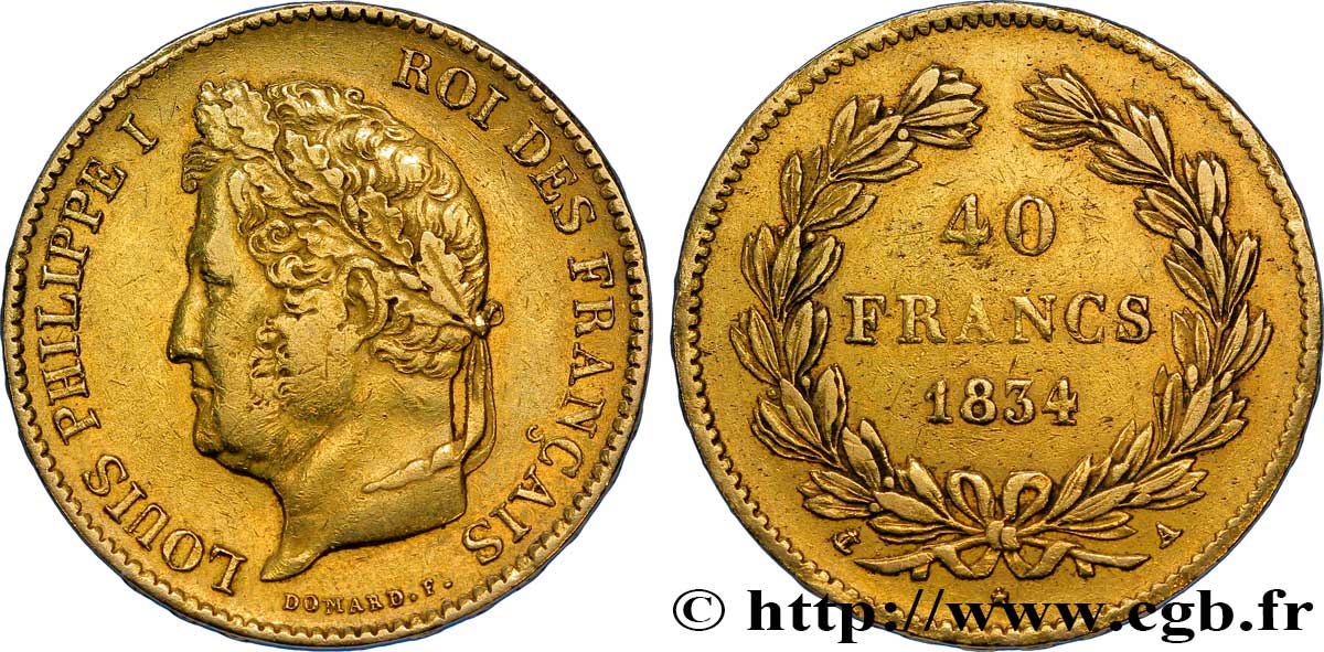 40 francs or Louis-Philippe 1834 Paris F.546/6 TTB45 