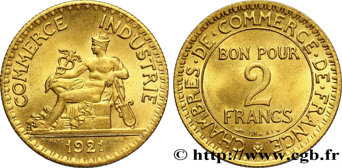 2 francs Chambres de Commerce 1921  F.267/3 SUP62 