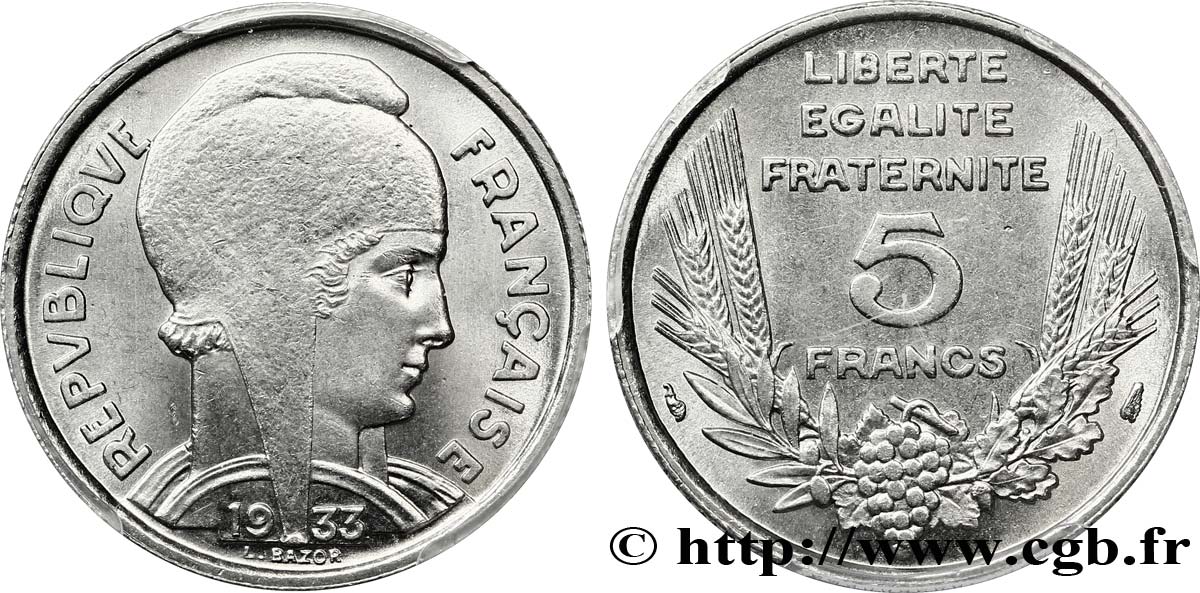 5 francs Bazor 1933  F.335/2 FDC65 