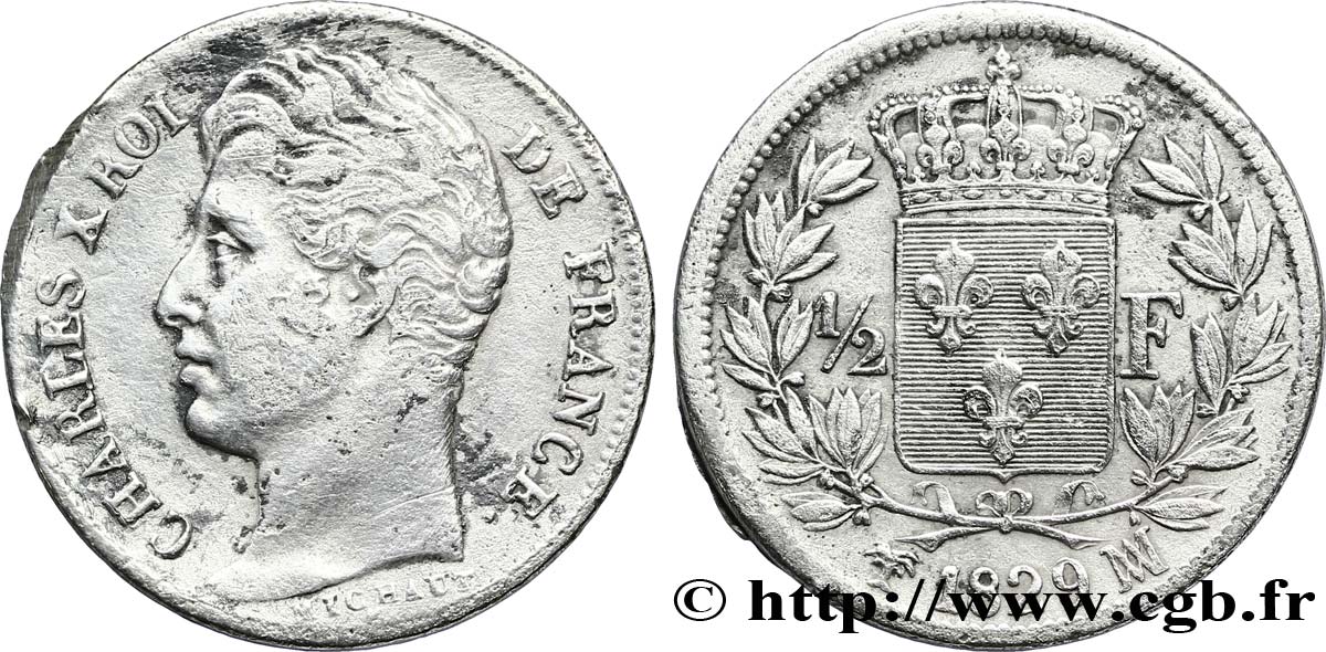 1/2 franc Charles X 1829 Marseille F.180/46 BB42 