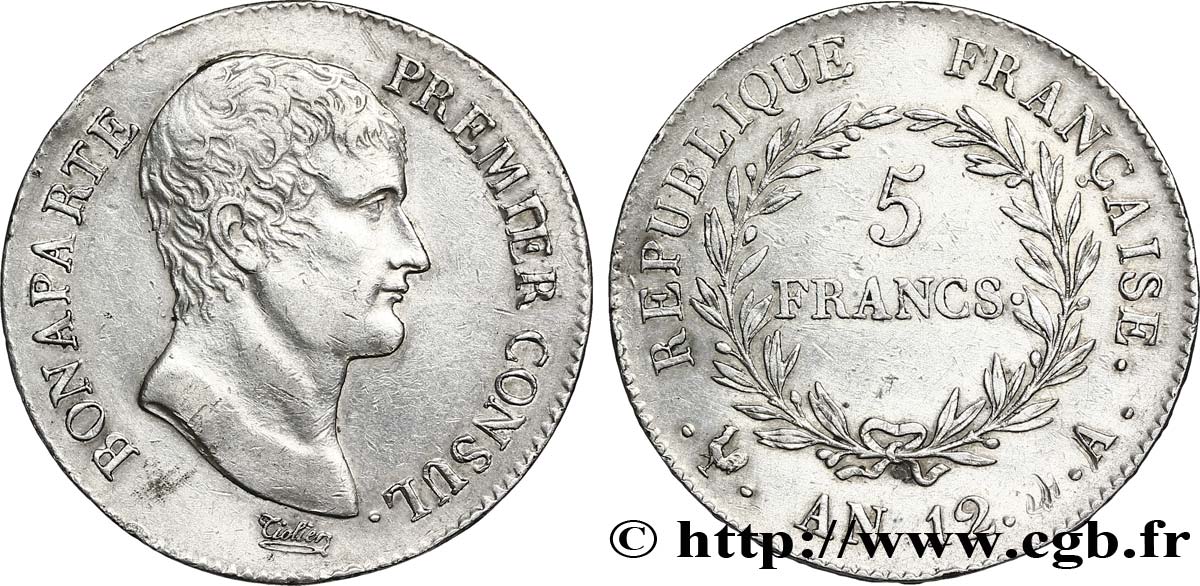 5 francs Bonaparte Premier Consul 1804 Paris F.301/9 TTB52 