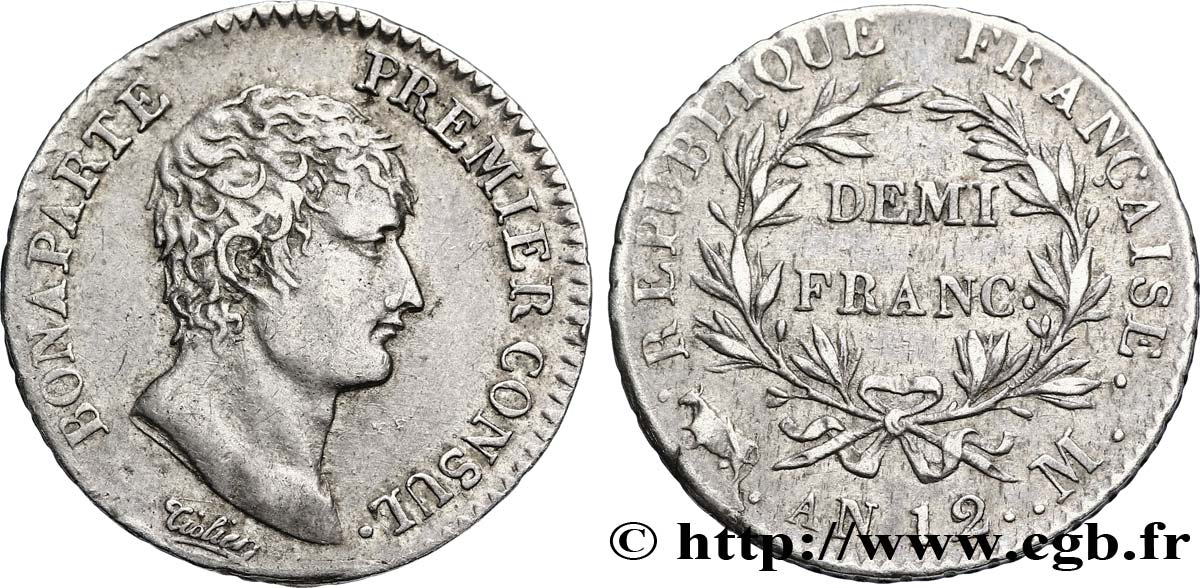 Demi-franc Bonaparte Premier Consul 1804 Toulouse F.173/10 TTB50 