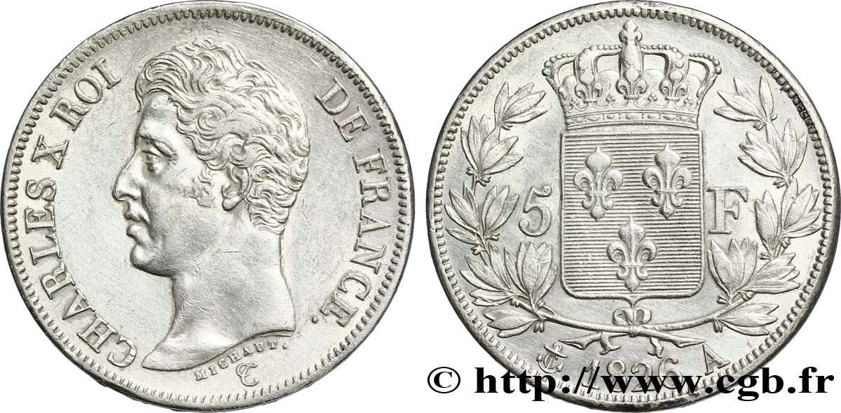 5 francs Charles X, 1er type 1826 Paris F.310/15 SS53 