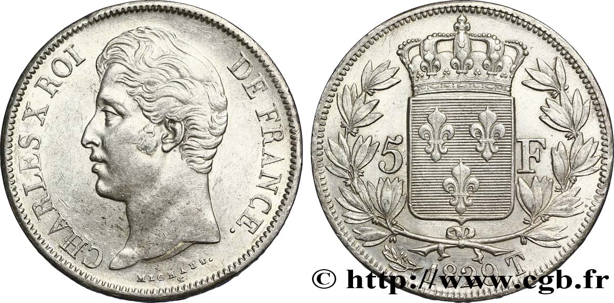 5 francs Charles X, 2e type 1829 Nantes F.311/38 AU53 