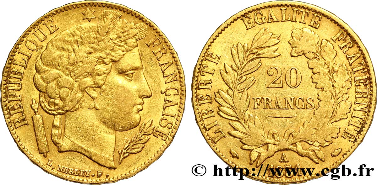 20 francs or Cérès 1851 Paris F.529/4 SS50 