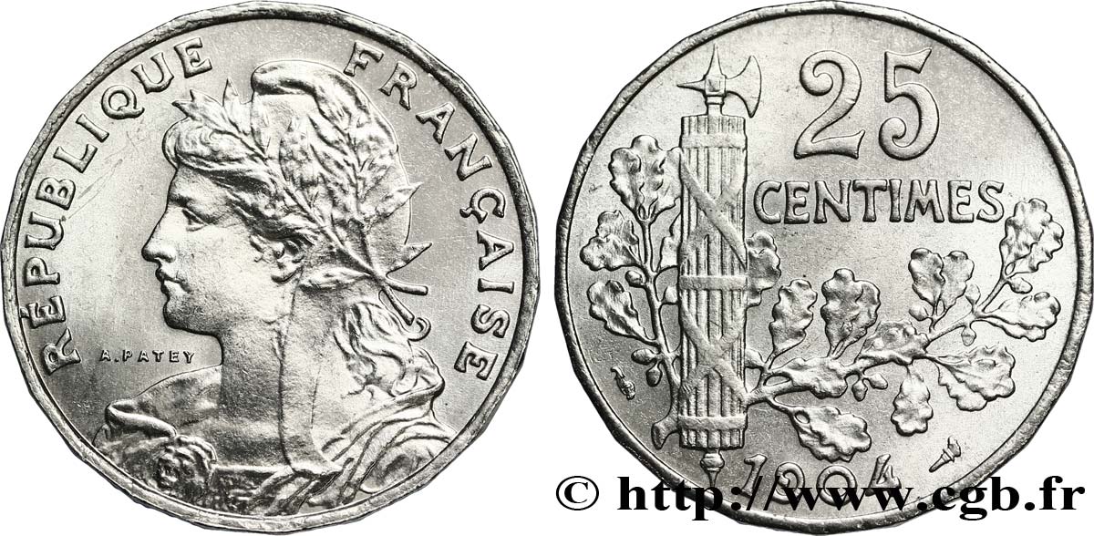 25 centimes Patey, 2e type 1904  F.169/2 SPL64 