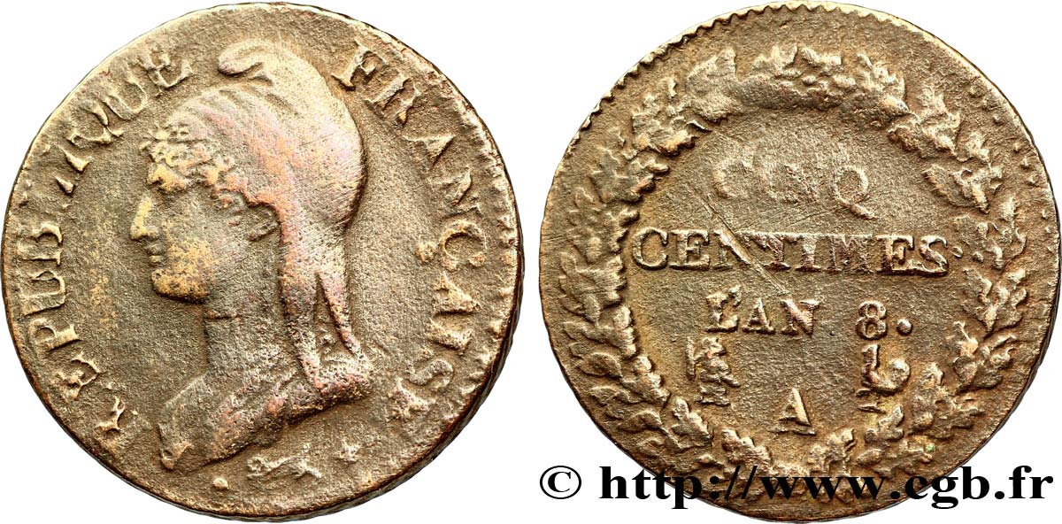 Cinq centimes Dupré, grand module 1800 Paris F.115/85 TTB48 