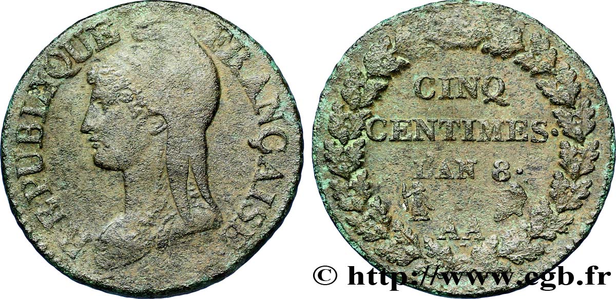 Cinq centimes Dupré, grand module 1800 Metz F.115/102 TTB42 