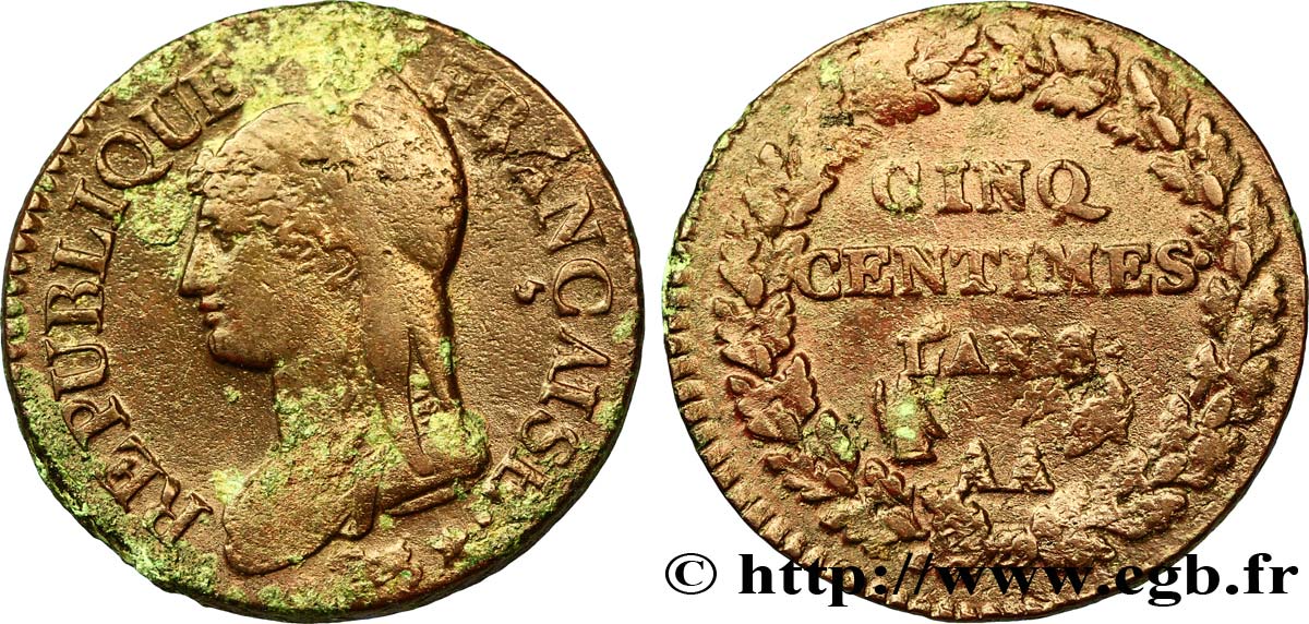 Cinq centimes Dupré, grand module 1800 Metz/Paris F.115/109 F15 