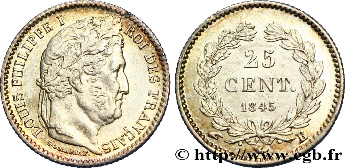 25 centimes Louis-Philippe 1845 Rouen F.167/1 SUP58 