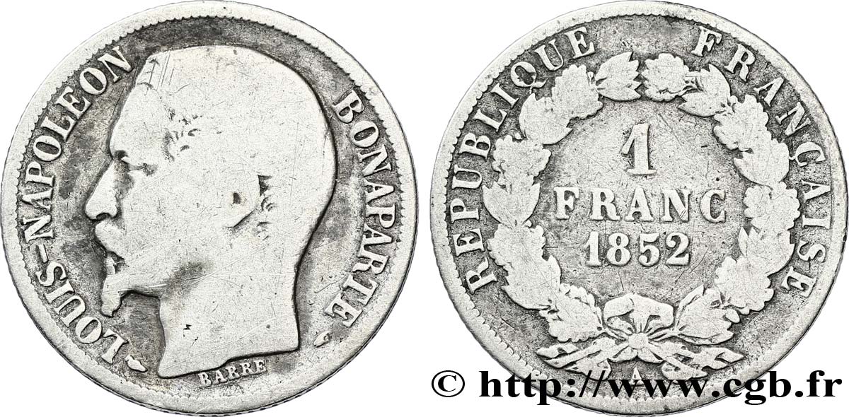 1 franc Louis-Napoléon 1852 Paris F.212/1 S15 