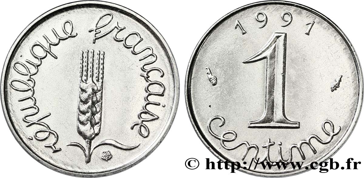 1 centime Épi, frappe monnaie 1991 Pessac F.106/48 VZ62 