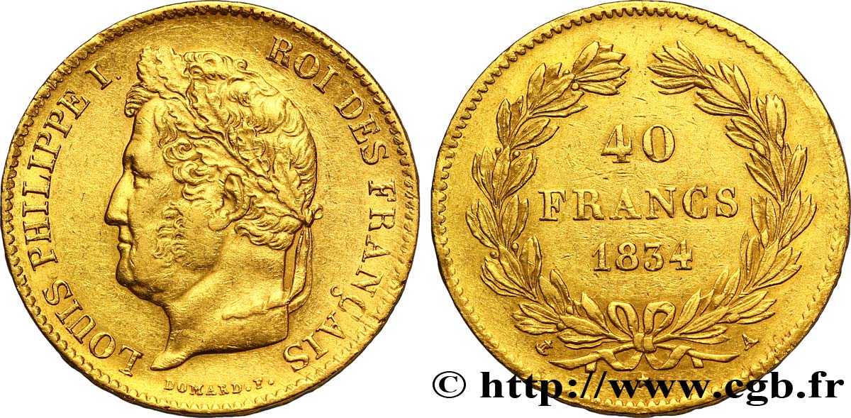 40 francs or Louis-Philippe 1834 Paris F.546/6 TTB45 