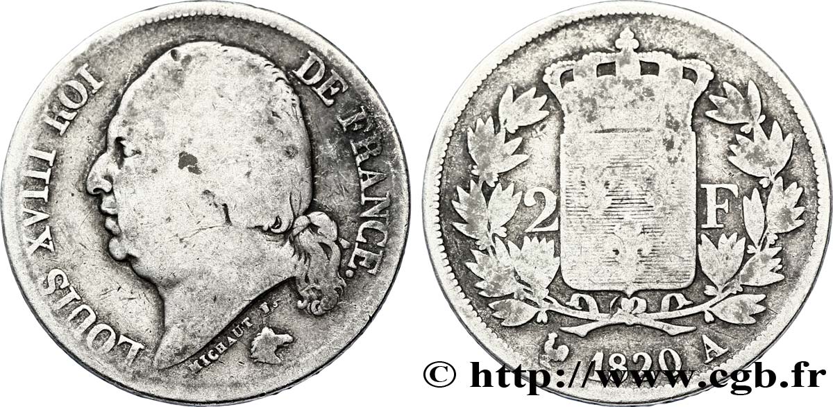 2 francs Louis XVIII 1820 Paris F.257/27 B10 