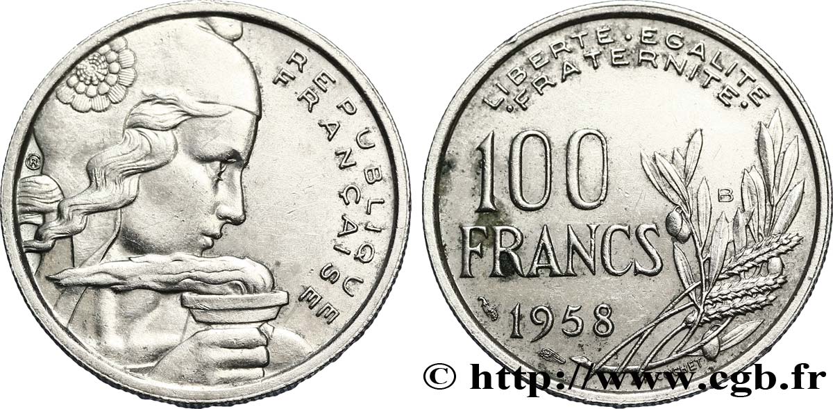100 francs Cochet 1958 Beaumont-le-Roger F.450/14 AU50 