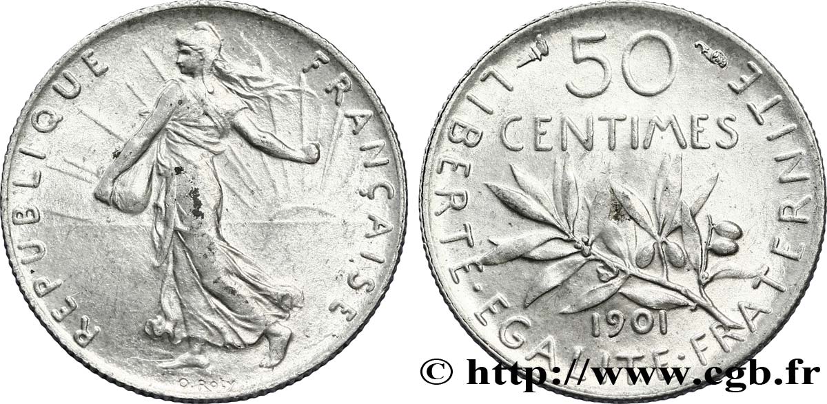 50 centimes Semeuse 1901  F.190/8 SUP58 