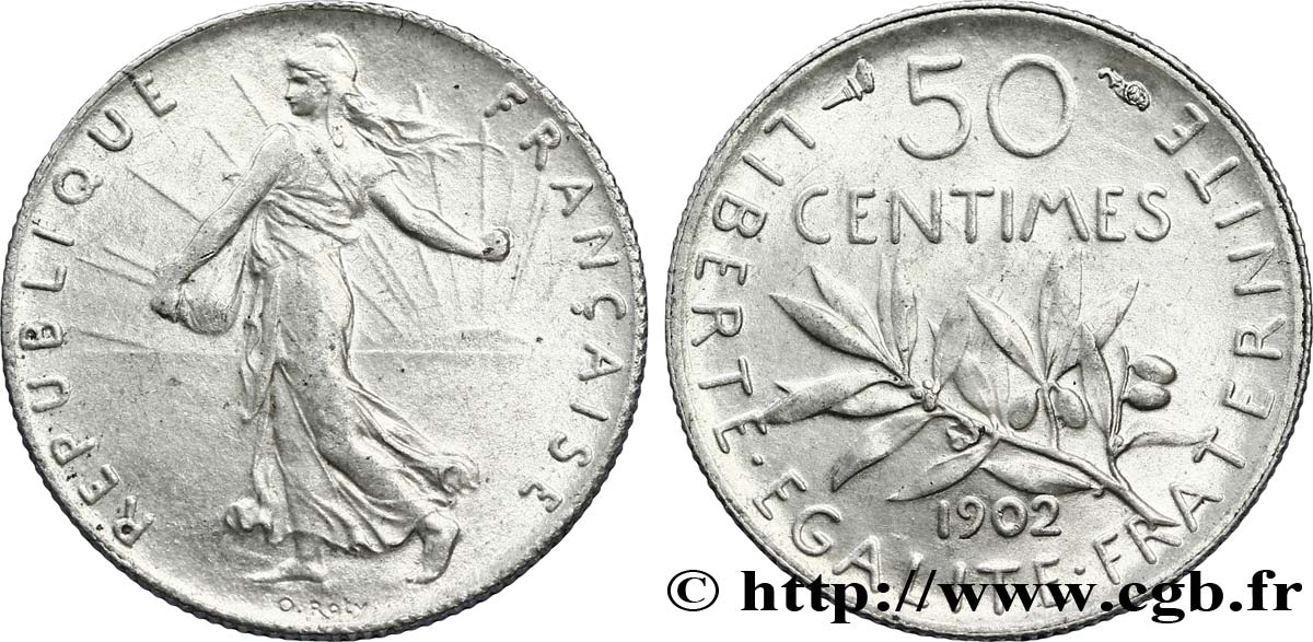 50 centimes Semeuse 1902  F.190/9 VZ58 