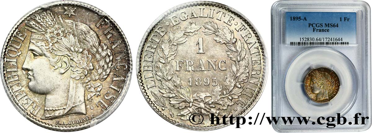 1 franc Cérès, IIIe République 1895 Paris F.216/13 fST64 PCGS