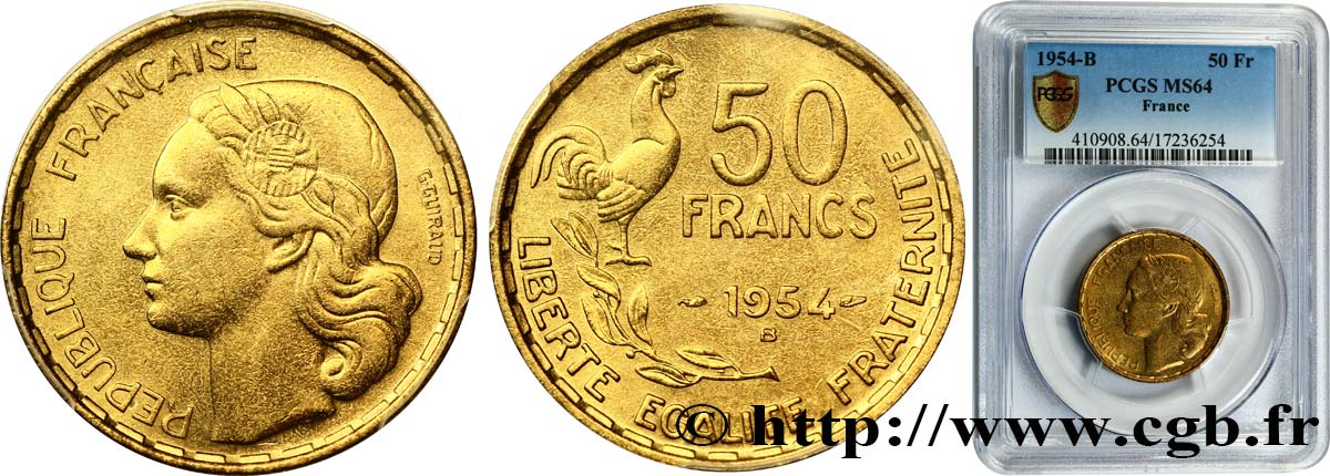 50 francs Guiraud 1954 Beaumont-Le-Roger F.425/13 SPL64 PCGS