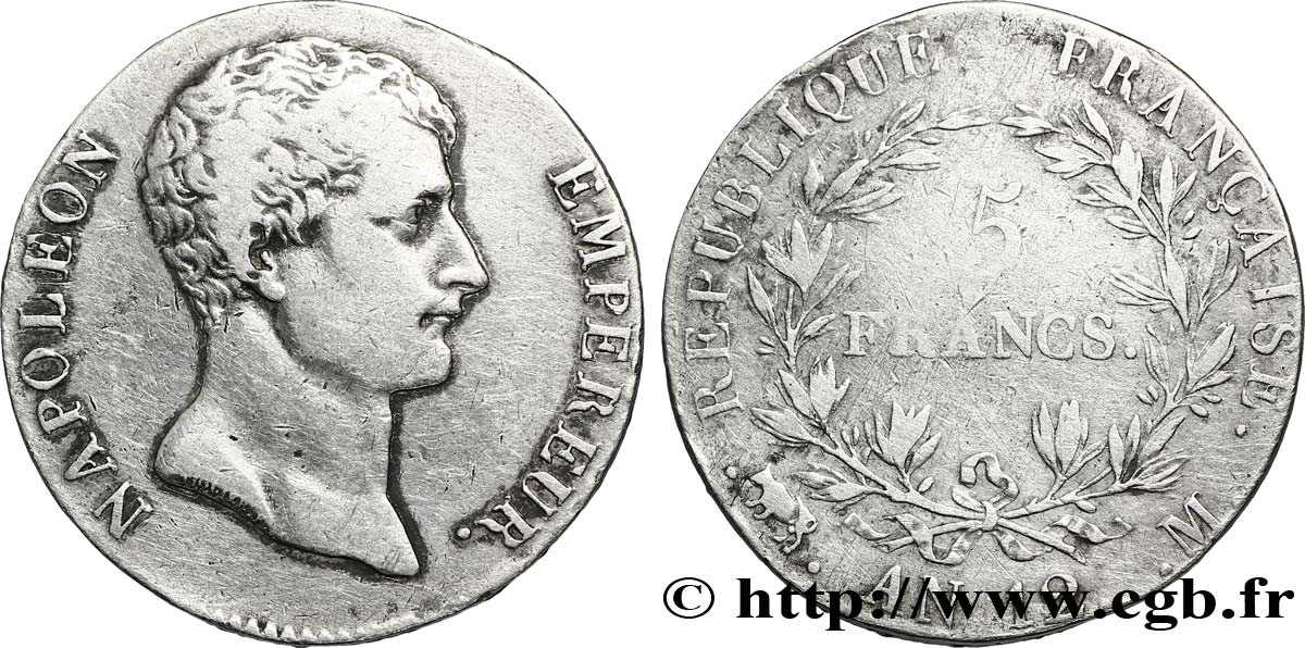 5 francs Napoléon Empereur, type intermédiaire 1804 Toulouse F.302/8 S23 