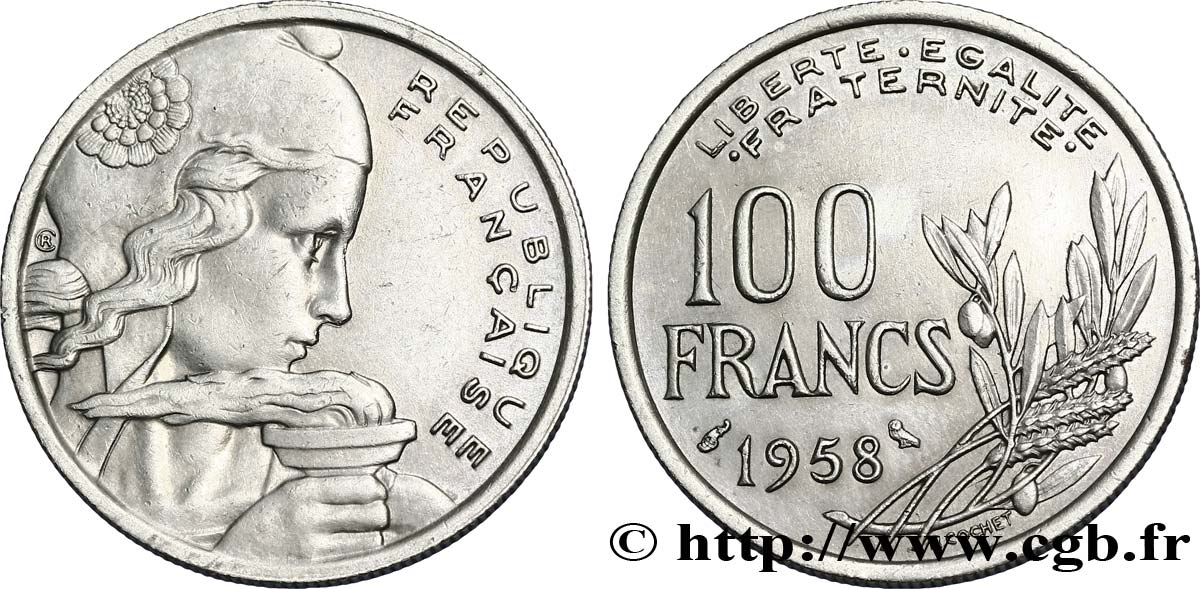100 francs Cochet, chouette 1958  F.450/13 TTB52 