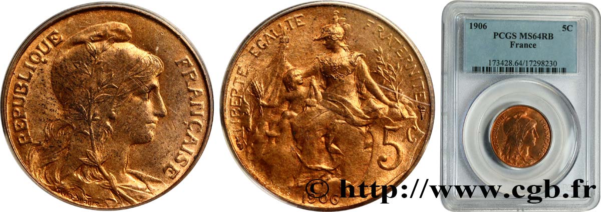 5 centimes Daniel-Dupuis 1906  F.119/16 MS64 PCGS