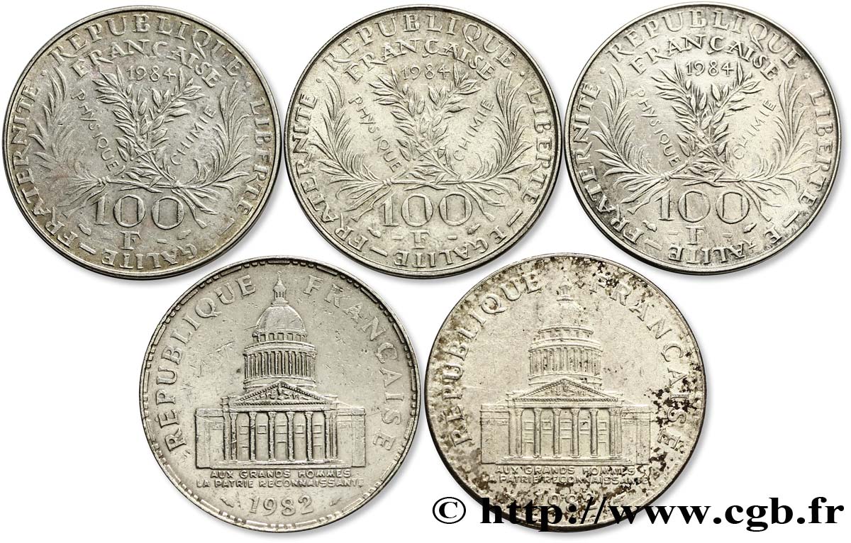 Lot de cinq faux de 100 francs - - F.451/- var. BC/MBC 