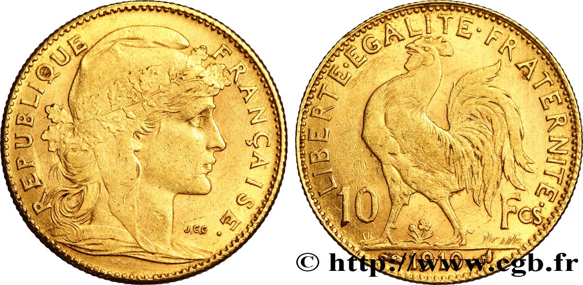 10 francs or Coq 1910 Paris F.509/11 TTB50 