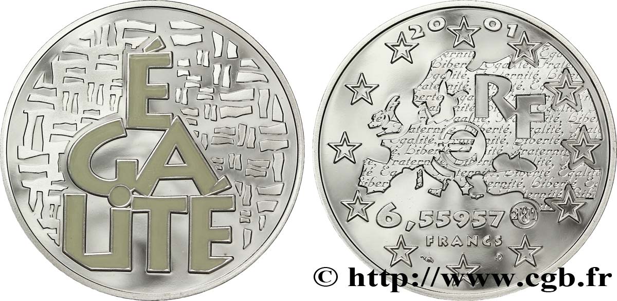 Belle Epreuve 6,55957 francs - Egalité 2001  F.1259 1 FDC68 