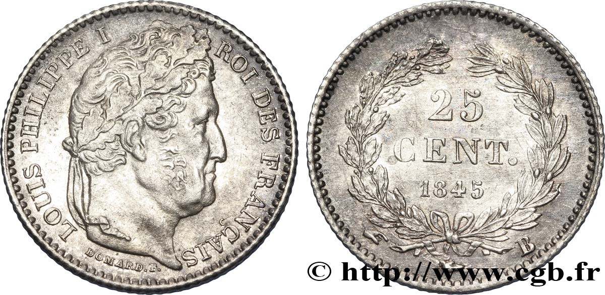25 centimes Louis-Philippe 1845 Rouen F.167/1 SUP58 