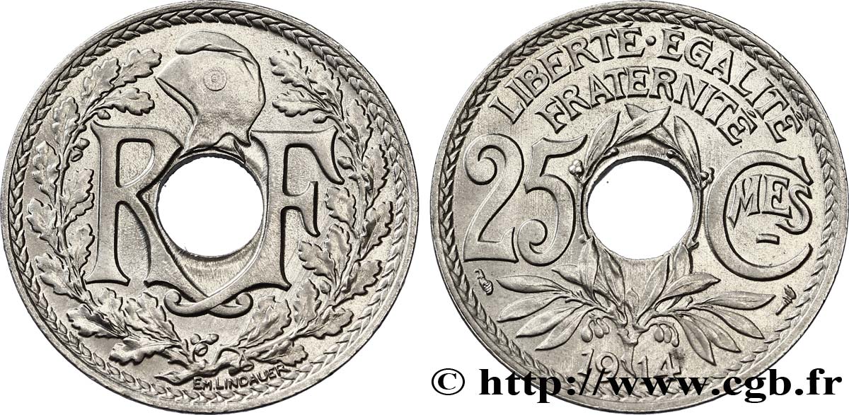 25 centimes Lindauer, Cmes souligné 1914  F.170/2 SC63 