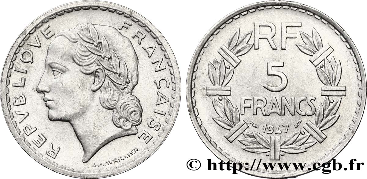5 francs Lavrillier, aluminium 1947  F.339/9 SUP58 