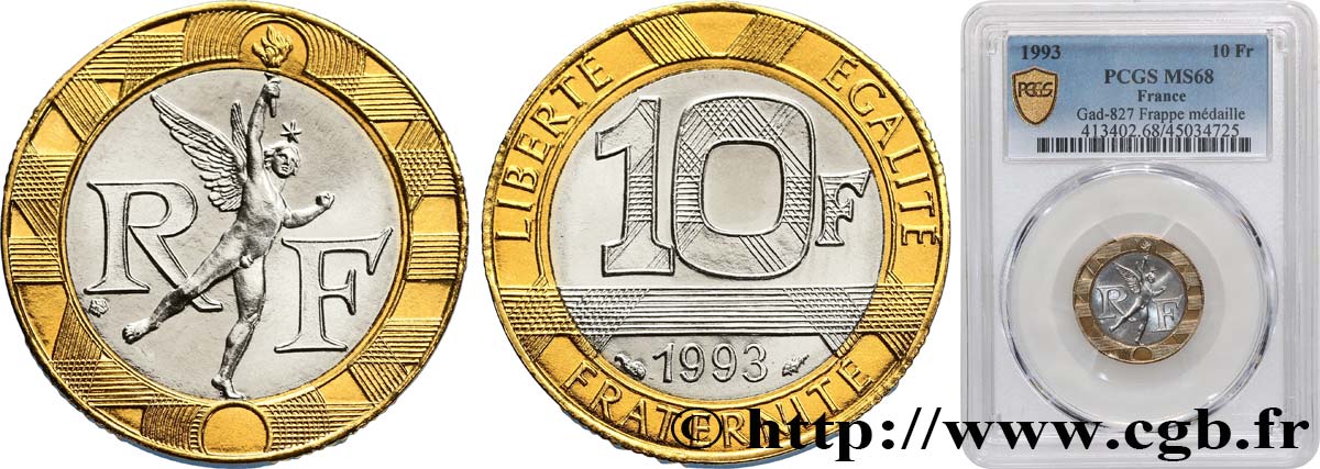 10 francs Génie de la Bastille 1993 Pessac F.375/10 MS68 PCGS