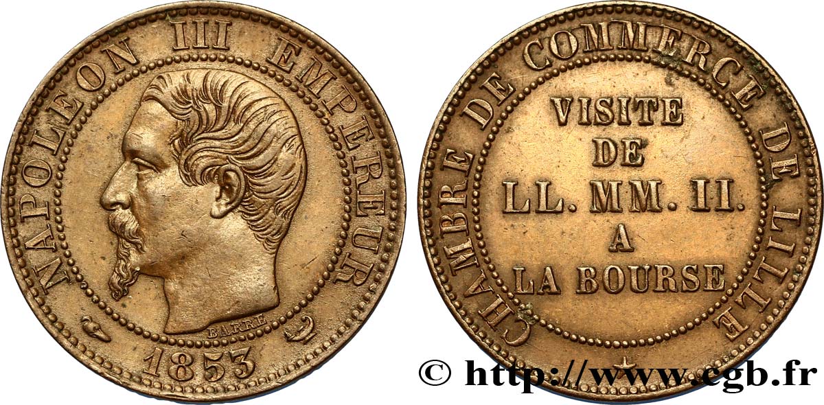 Module de cinq centimes, Visite impériale à Lille les 23 et 24 septembre 1853 1853 Lille VG.3367  MBC48 