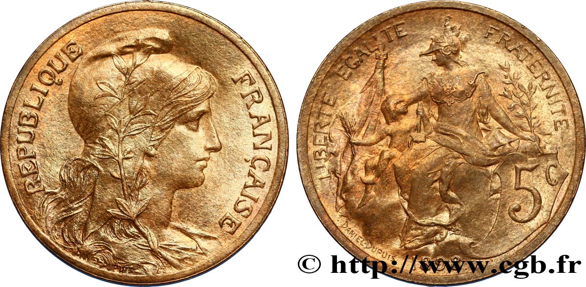 5 centimes Daniel-Dupuis 1898  F.119/5 AU58 