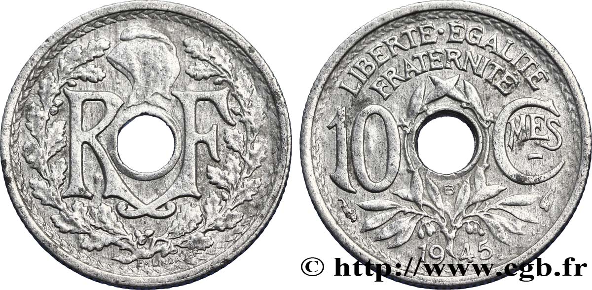 10 centimes Lindauer, petit module  1945 Beaumont-Le-Roger F.143/3 XF48 